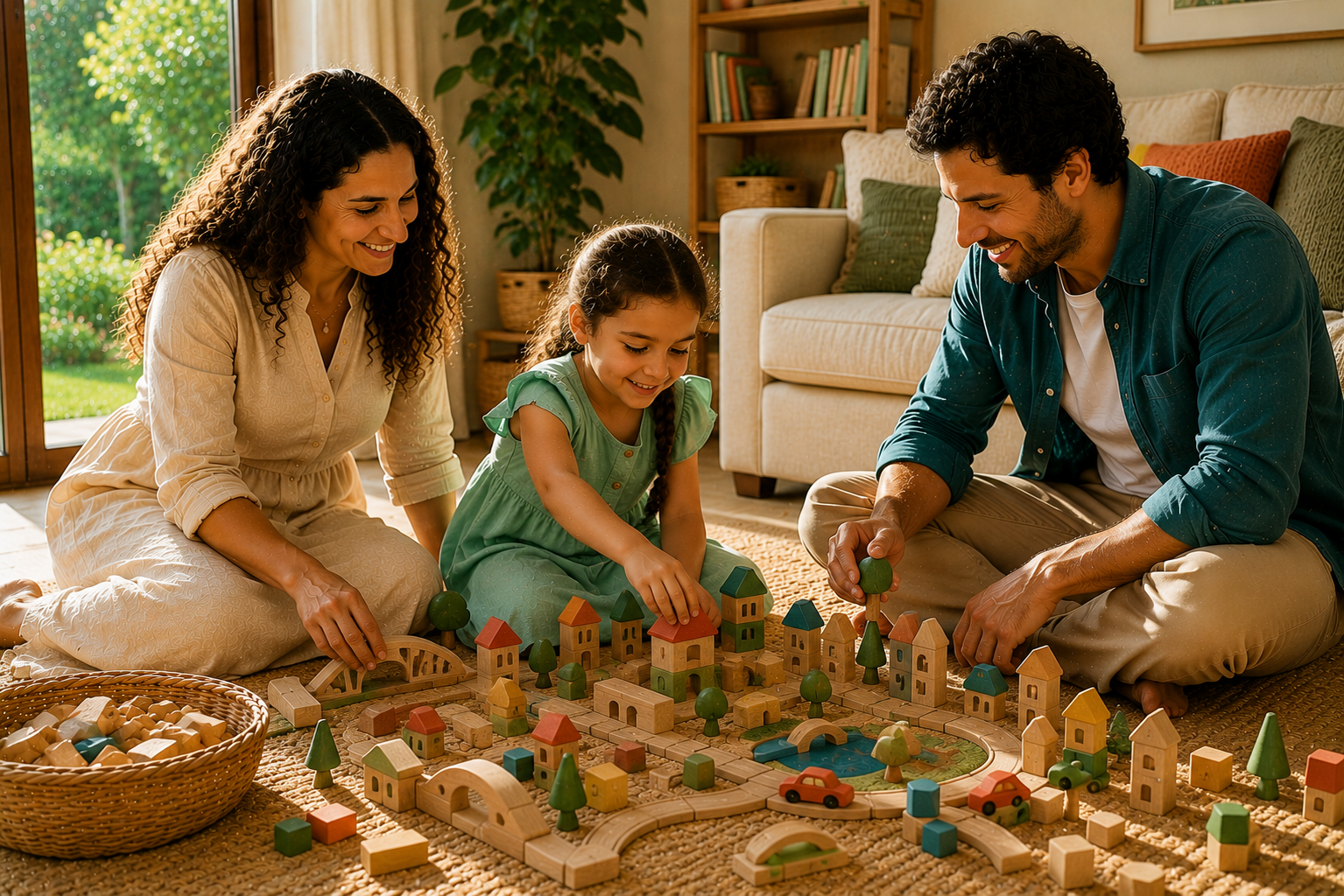 Mãe e filhos compartilhando um momento de aprendizagem e convivência em família