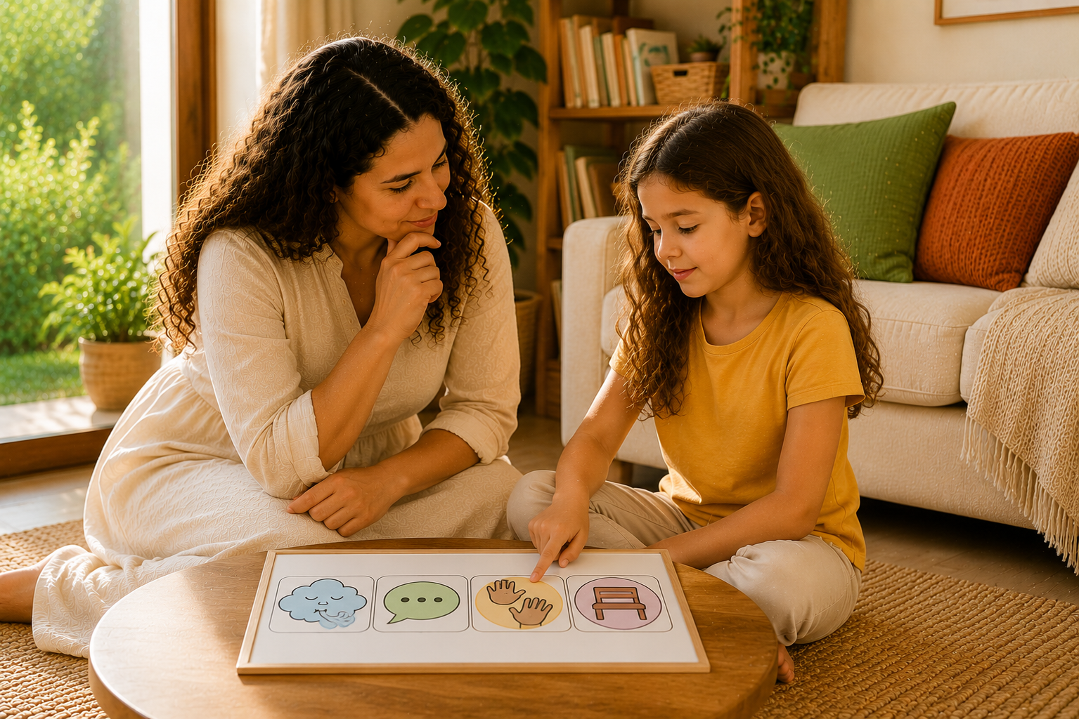 Mãe e criança aprendendo a decidir juntas