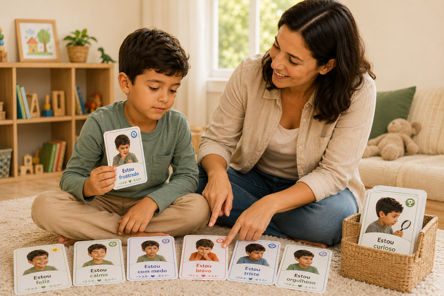 Coleção completa de Cards de Emoções Infantis para meninos