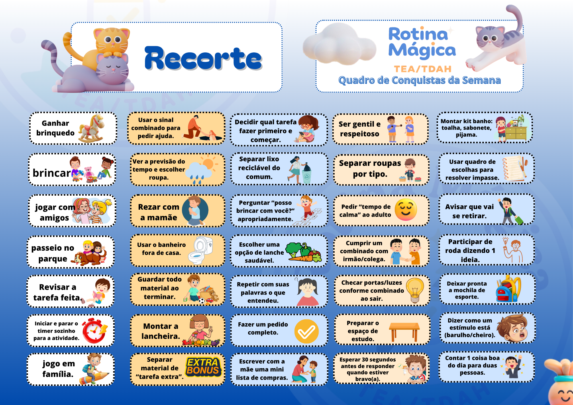 Coleção de Cards de Rotina